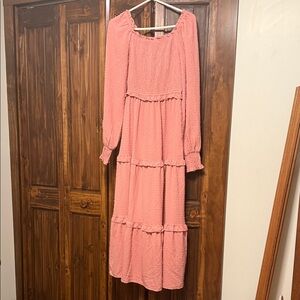 Chic Long Sleeve Pink Dress